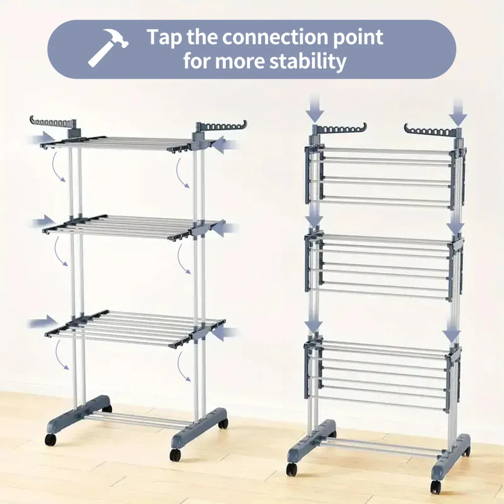 Collapsible Rolling Clothes Drying Rack