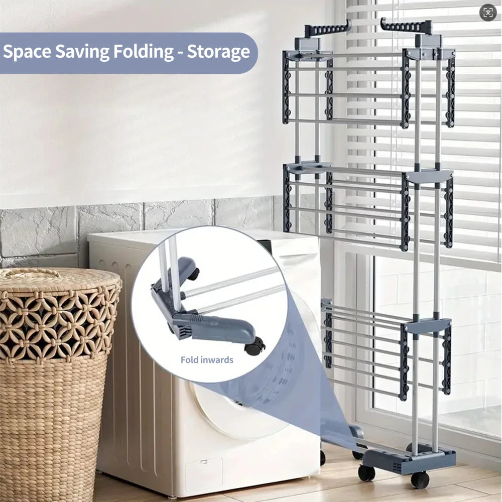 Collapsible Rolling Clothes Drying Rack