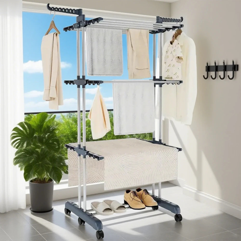 Collapsible Rolling Clothes Drying Rack