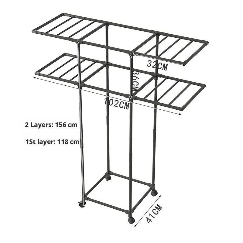 Rolling Clothing Drying Rack