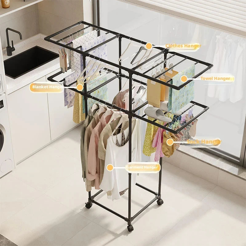 Rolling Clothing Drying Rack