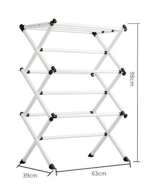 3 Tier Clothes Airer Drying Rack 102cm Foldable Laundry Rack, Portable Clothes Horse with Multi-Level Drying Space for Towels Clothes, Indoor Outdoor Home Patio Bathroom Balcony
