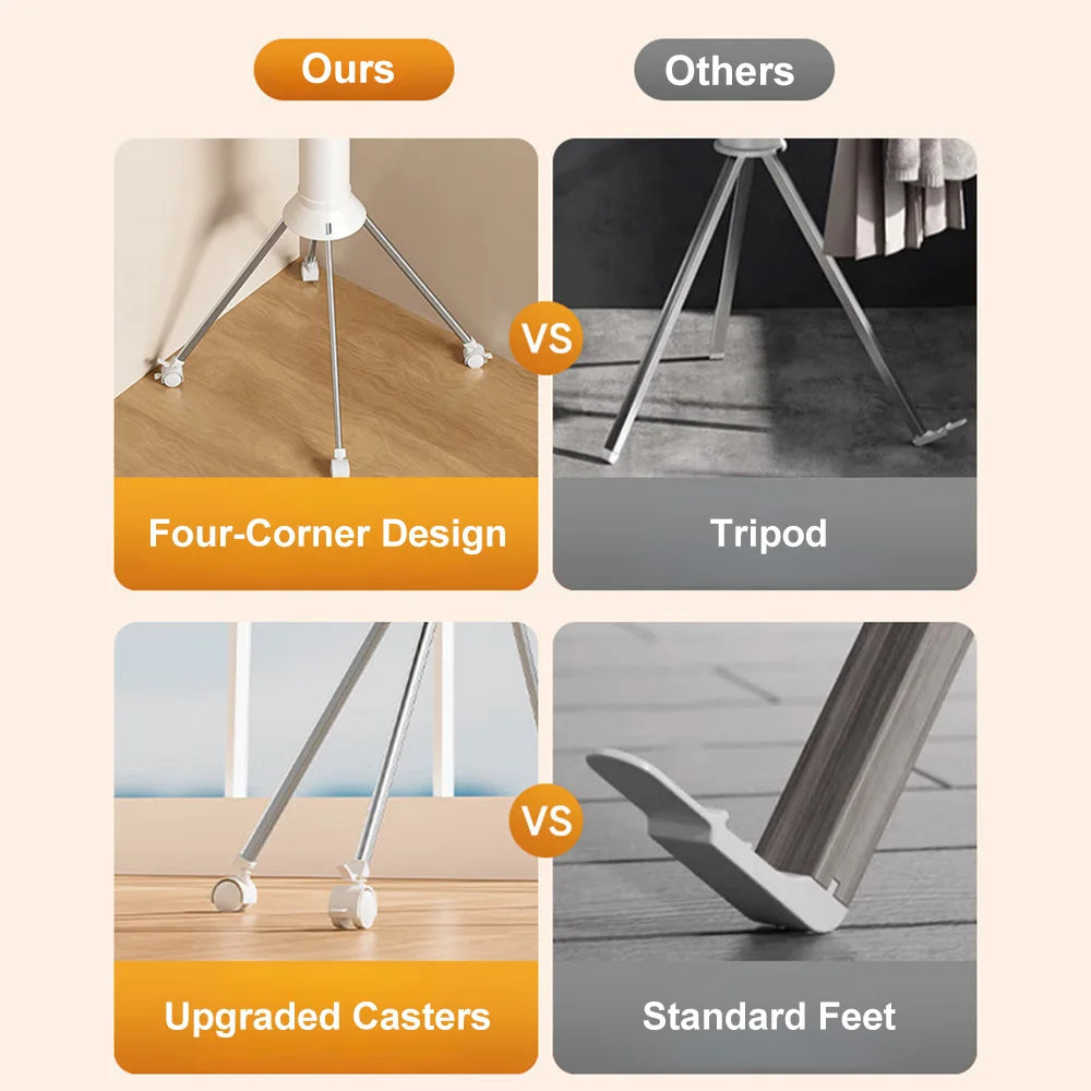 360° Rotating Octopus Clothes Drying Rack Foldable with Wheels Multifunctional Lightweight Portable Laundry Drying Hanger for Home Balcony Clothes Towel Rod