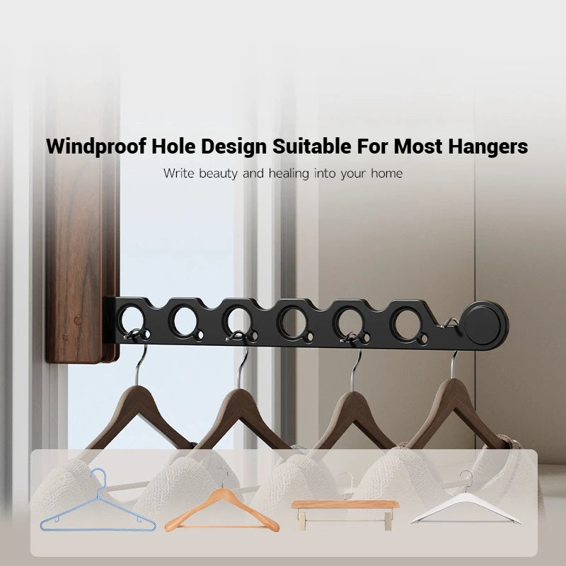 Wood Clothes Hanger  Wall Mounted Drying Rack, Collapsible Design, and Invisible Clothing Organizer for Efficient Space Saving