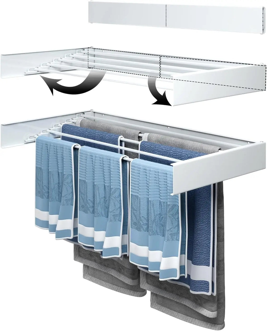 Groundlevel Energy Saving Wall Mounted Clothes Drying Airer, Sleek White