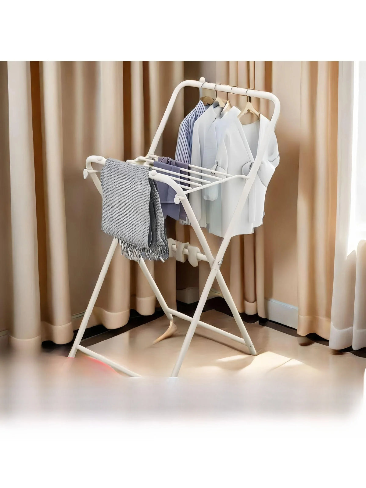 Small Portable Clothes Drying Rack Balcony Free Standing Clothes Hanger Heater Indoor Airer Compact Laundry Drying Rod