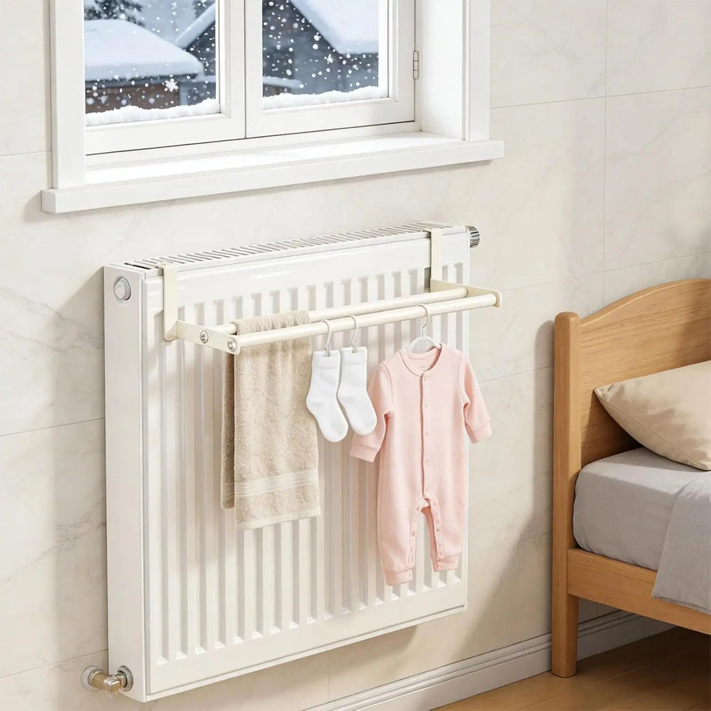 Wall Mounted Drying Rack Heavy Duty Space Saving Towel Hanger Laundry Clothes Airer for Radiator Heater for Bedroom Bathroom