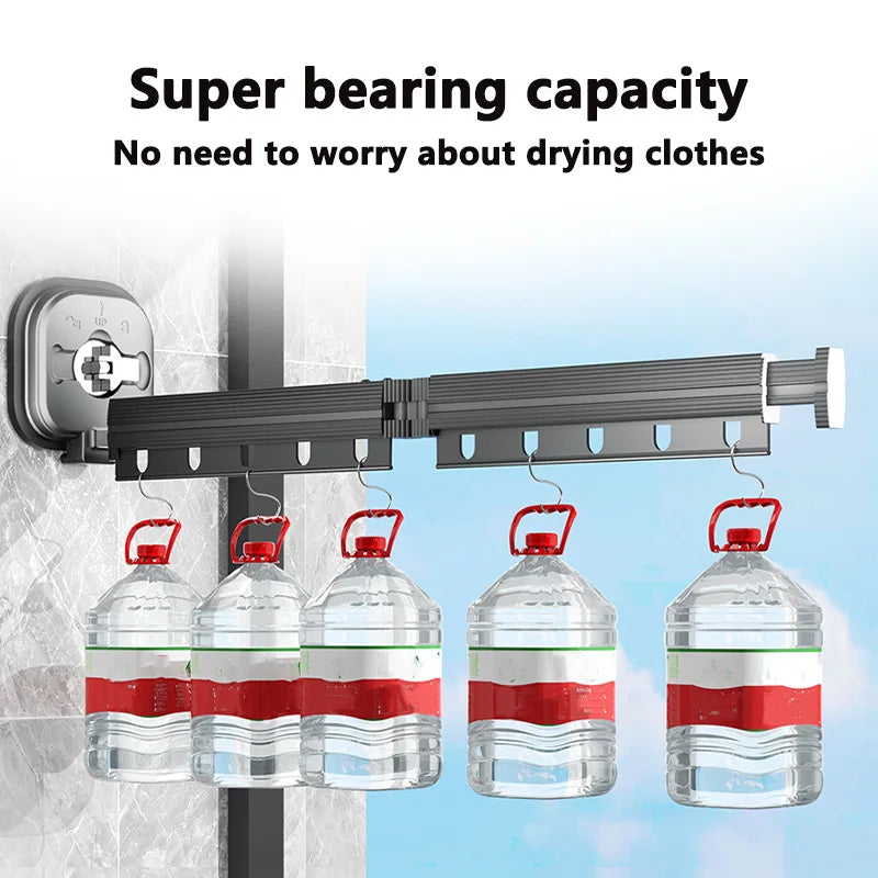 Sucker Retractable Cloth Drying Rack Collapsible Cloth Hanger Aluminum Wall Mount Indoor Space Saving Home Laundry Drying rack