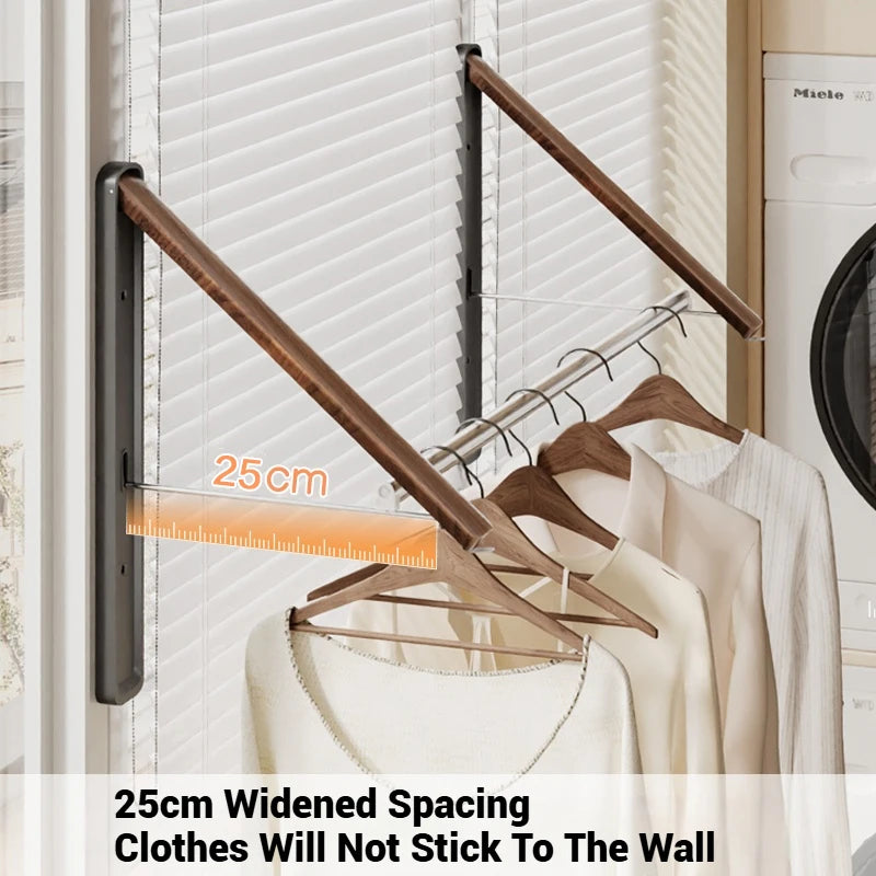 Home Window Balcony Folding Clothes Drying Rack, Stretchable & Invisible, NoDrill Wall Mounted Pole for Hanging Clothes