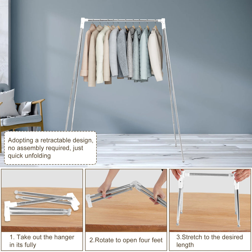 Clothes Drying Rack 53.5 Inch Folable Laundry Drying Rack Stretchable Clothes Drying Hanger with Non Slip Feet Stainless Steel