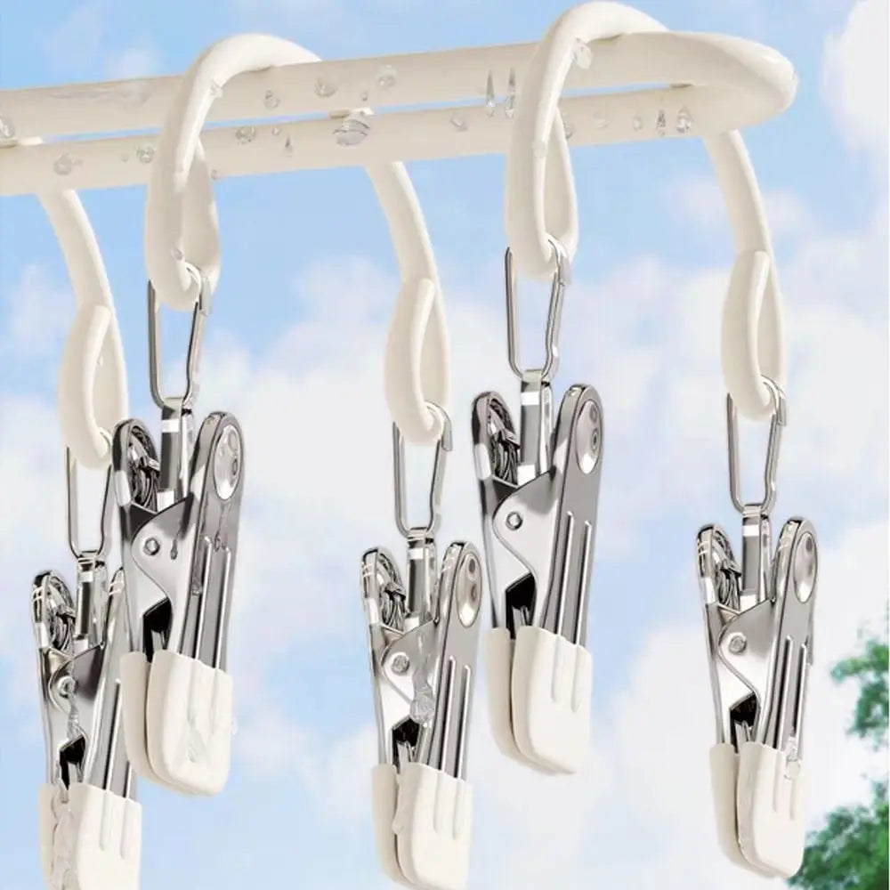 Stainless Steel Clothes Drying Hanger Rustproof 20 Clips Sock Laundry Airer Anti-slip Underwear Socks Holder