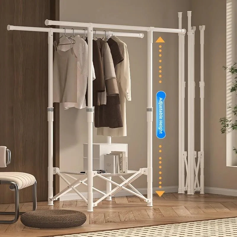 Space-Saving Indoor Clothes Drying Rack Free-Standing Balcony Design Retractable for Quilt Hanging Small Apartment Friendly