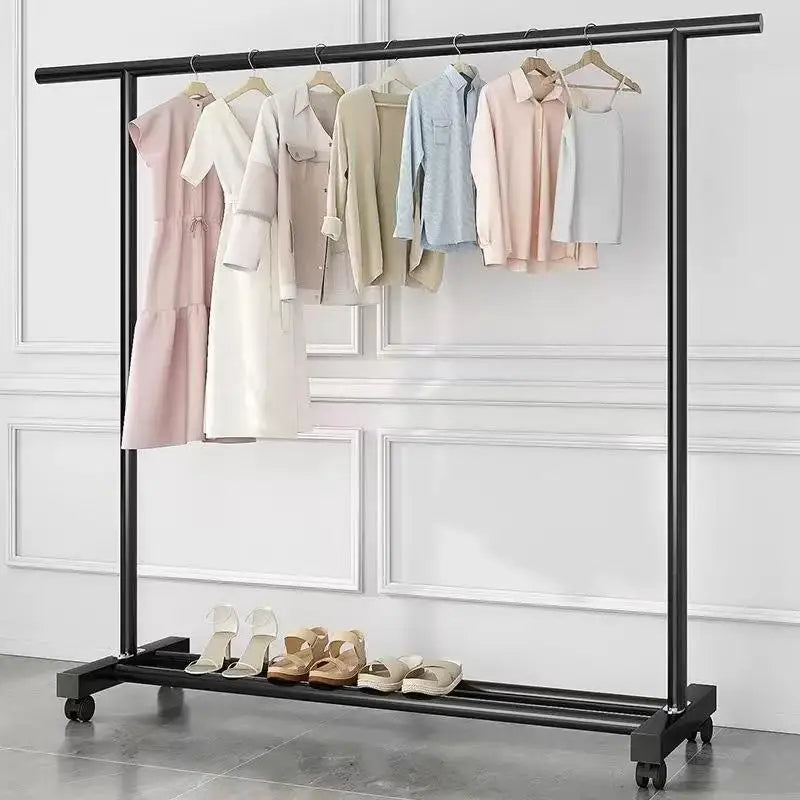 Indoor Simple Single Rod Clothes Drying Rack Portable Bedroom Hat Clothes Airer Stand for Dormitory Home Use Easy Installation